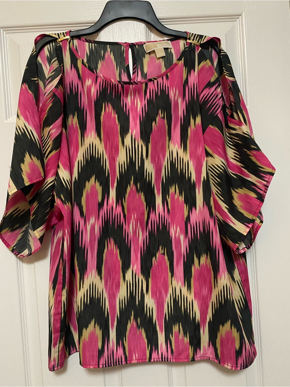 WOMEN'S PINK MULTI PRINT BLOUSE - Lightweight Semi-Sheer Top